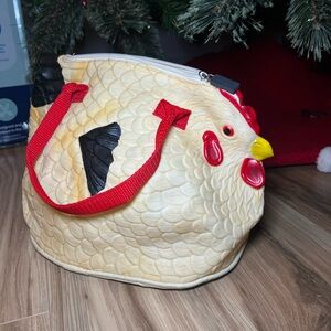 Chicken Shaped Handbag with Red Handles